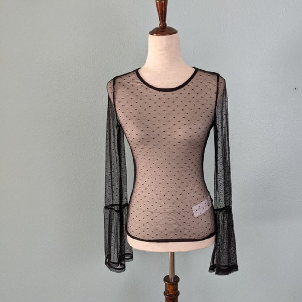 NWT MinkPink Sheer bell sleeve blouse M